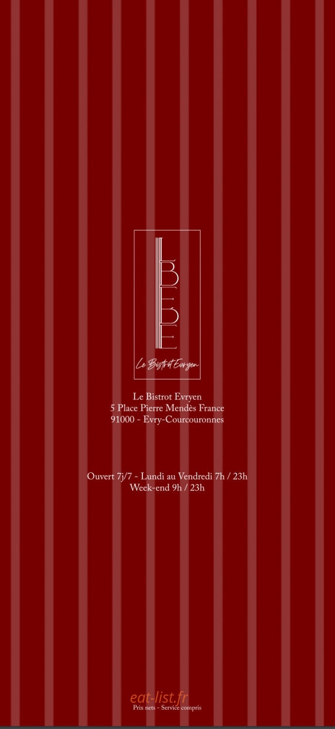 Le Bistrot Evryen — carte page 8