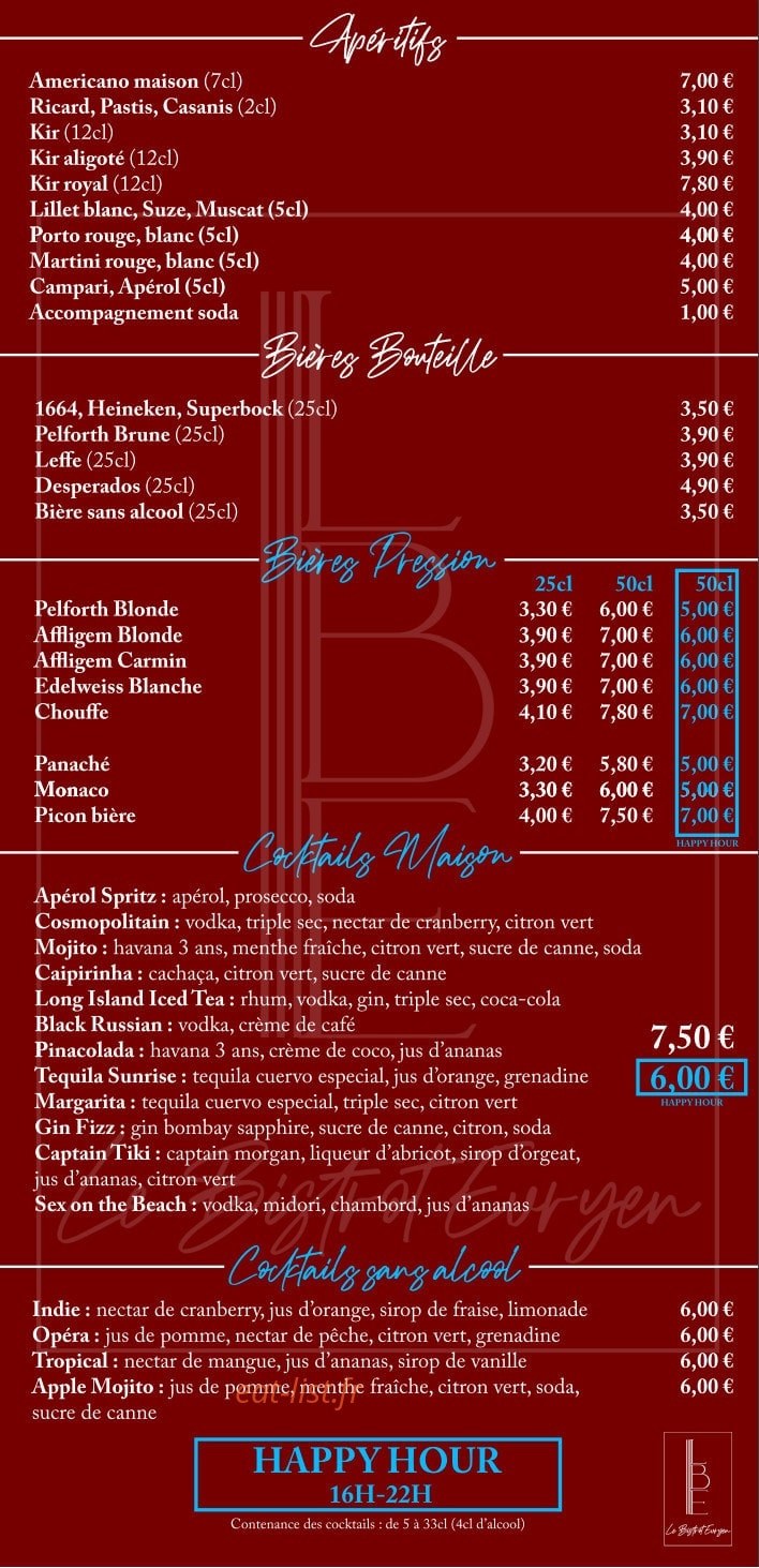 Le Bistrot Evryen — carte page 7