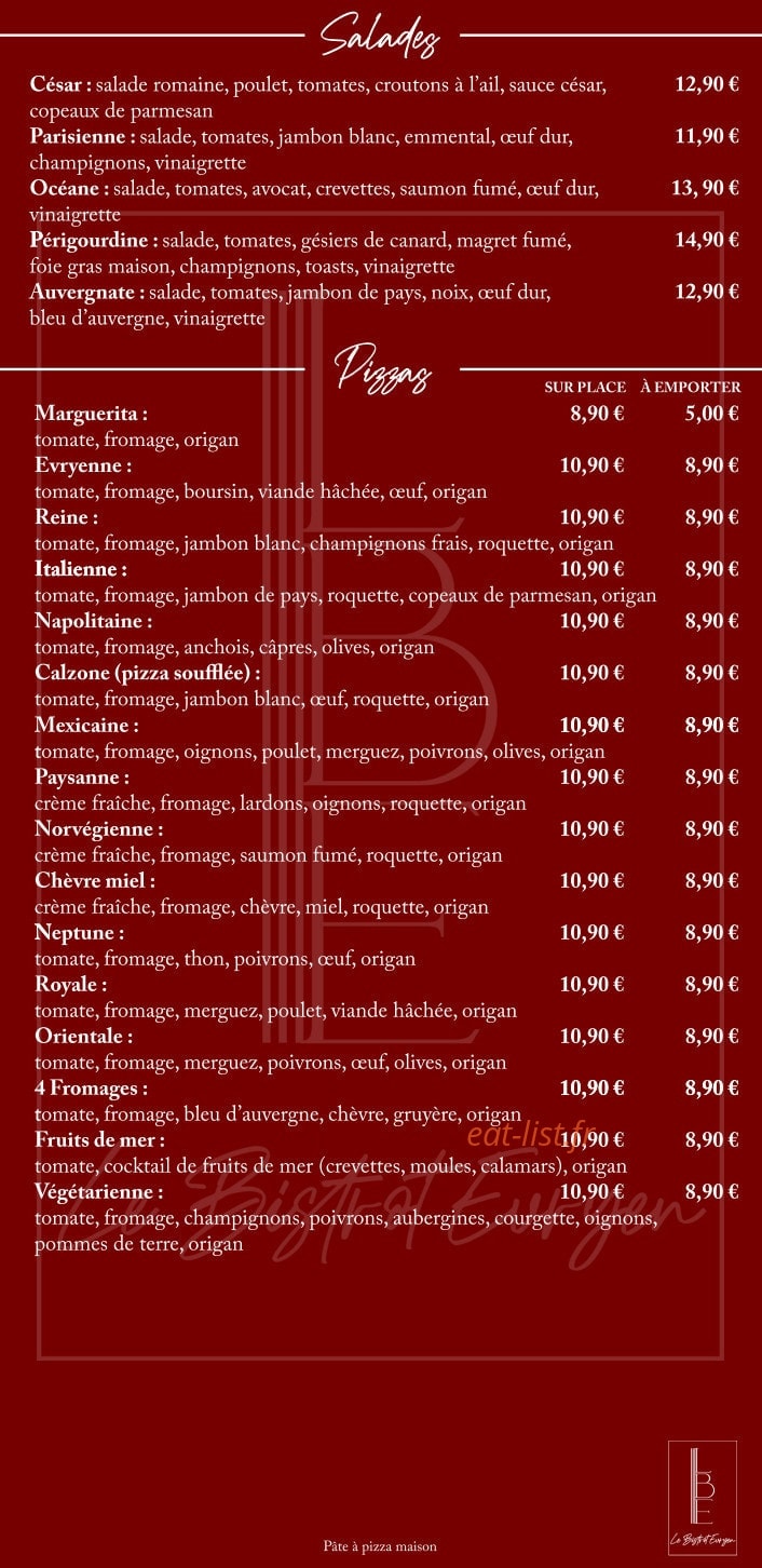 Le Bistrot Evryen — carte page 3
