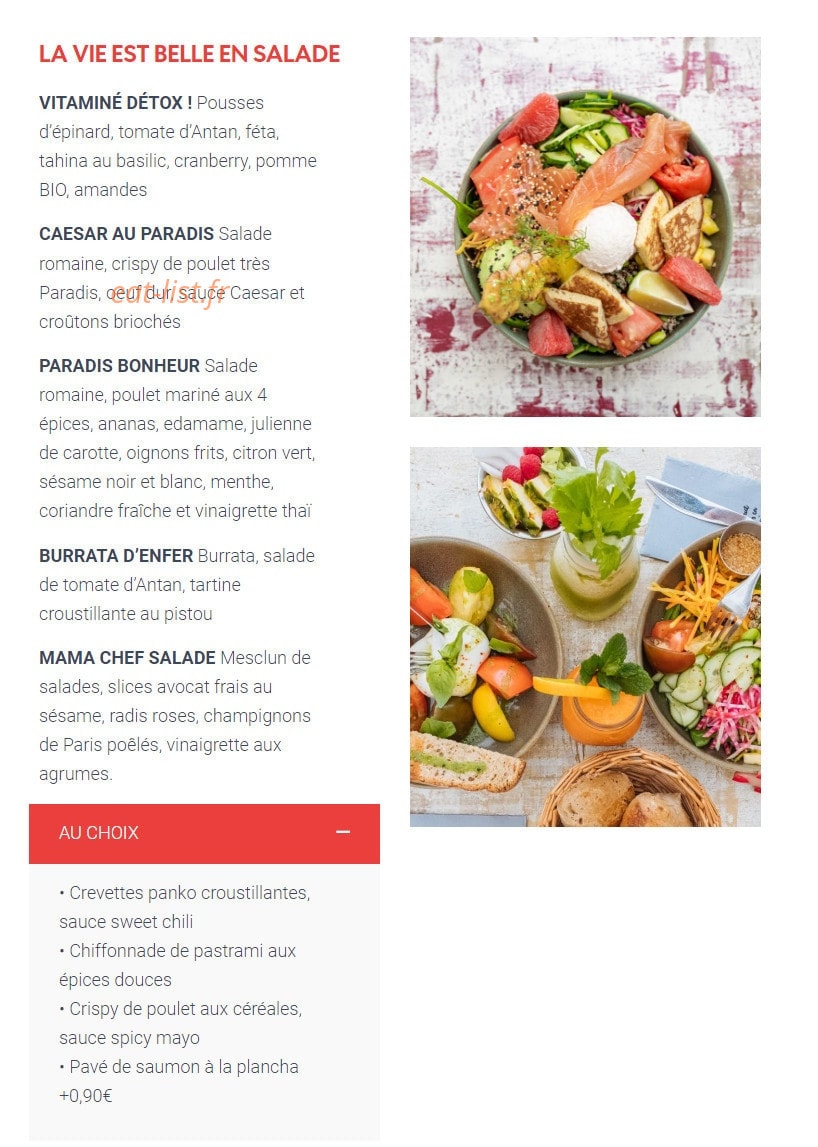 Le Paradis du Fruit — carte page 6
