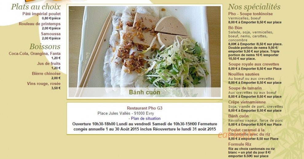 Pho G3 — carte page 1
