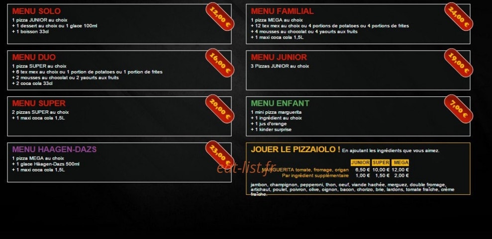 Pizza Services — carte page 2