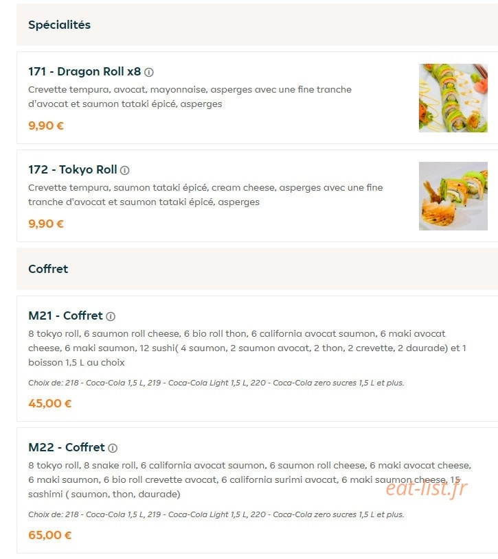 Sushi So — carte page 39
