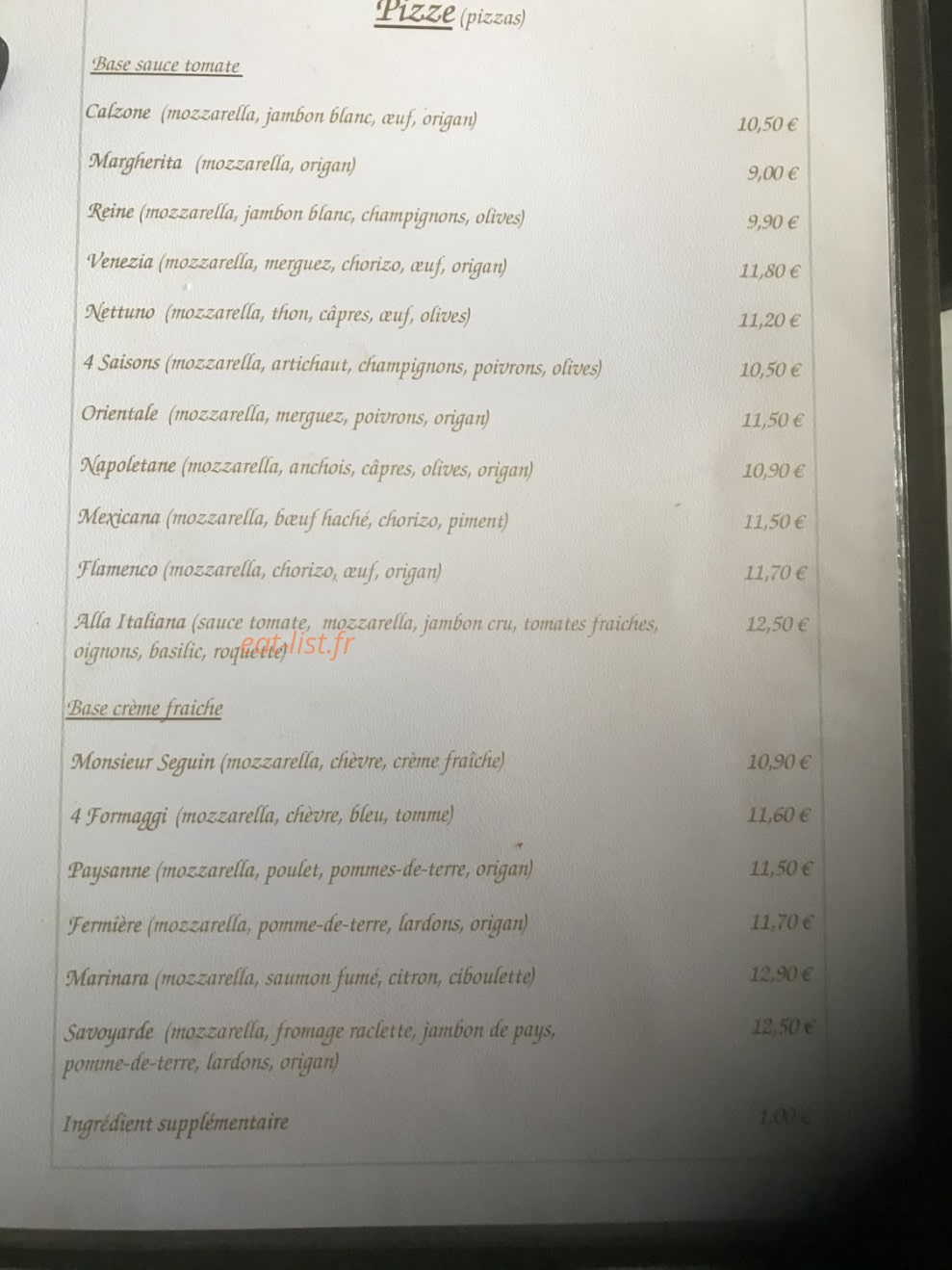 Au P'tít Gourmand — carte page 1