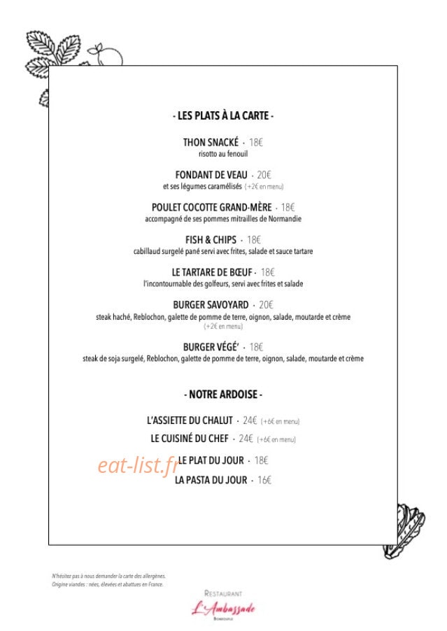 L'Ambassade — carte page 2