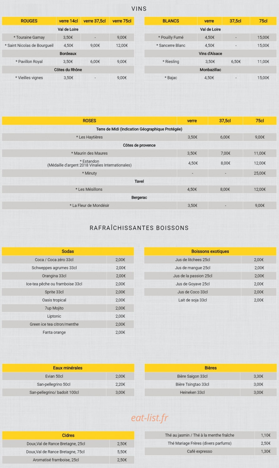 Little Saigon Restaurant — carte page 11