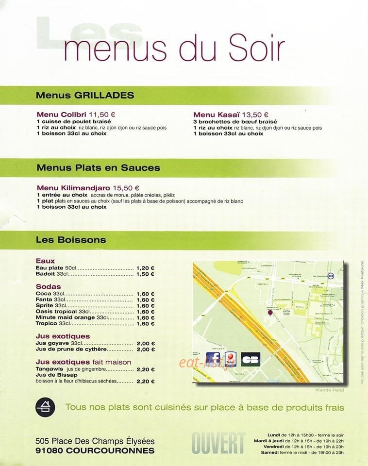 Africaraïb Food — carte page 2