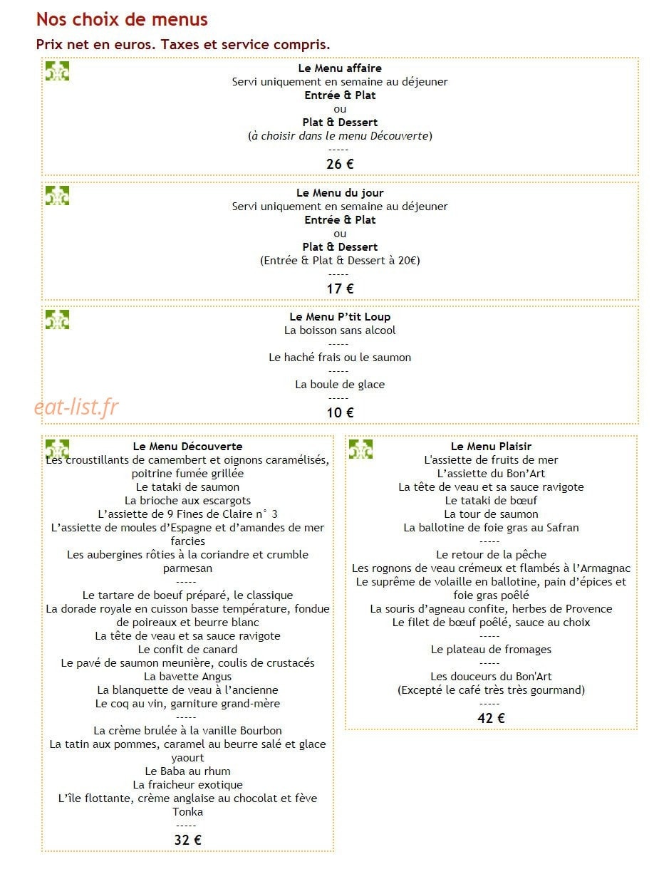 Au Bon'Art — carte page 3