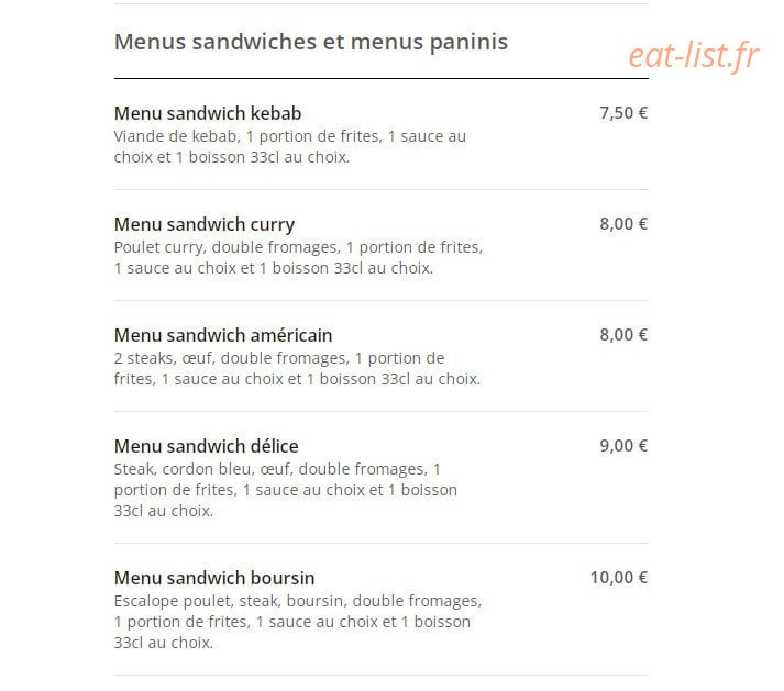 CFC Burger — carte page 2