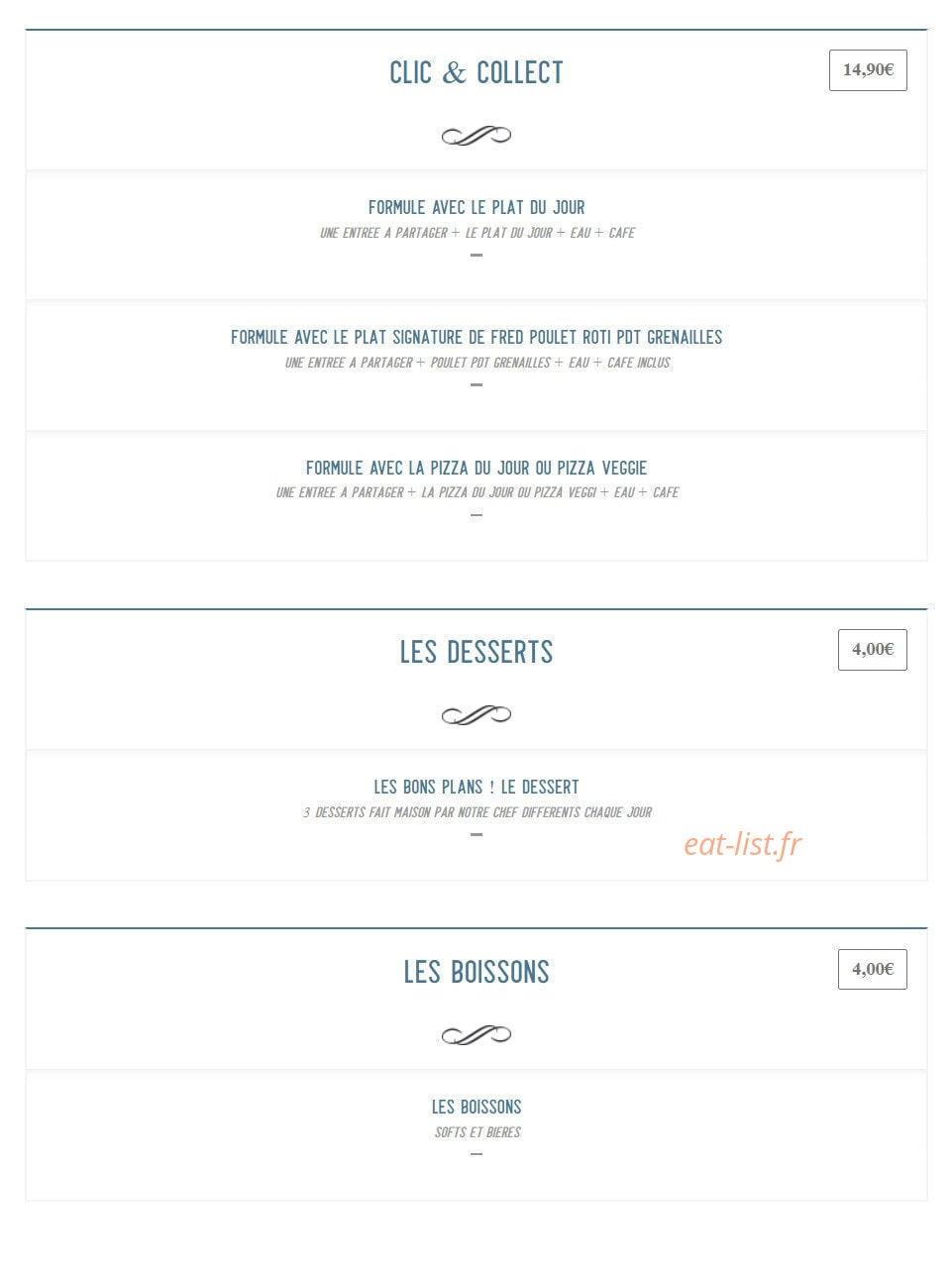 La Cantine de Fred Evry — carte page 2