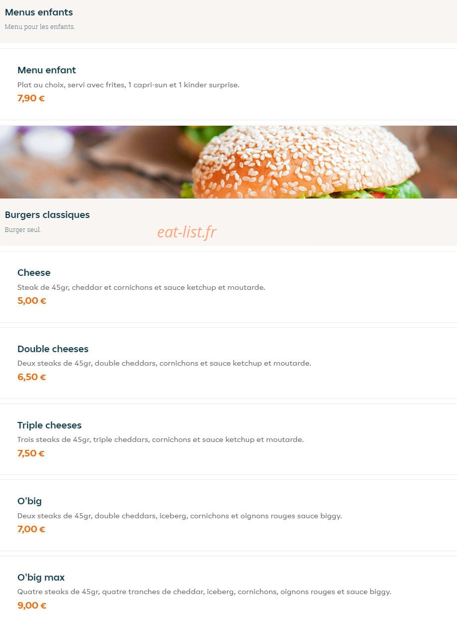 O'burger's — carte page 5