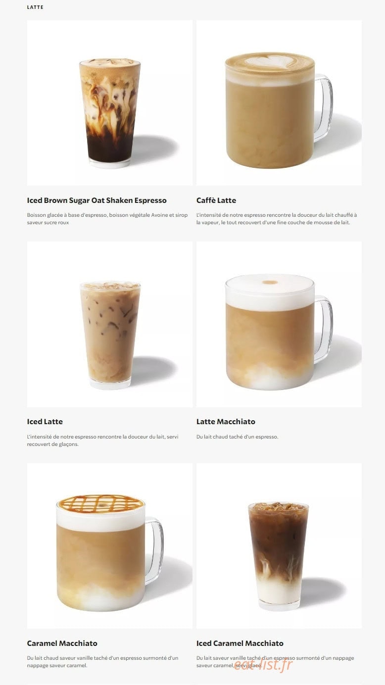 Starbucks Coffee — carte page 1