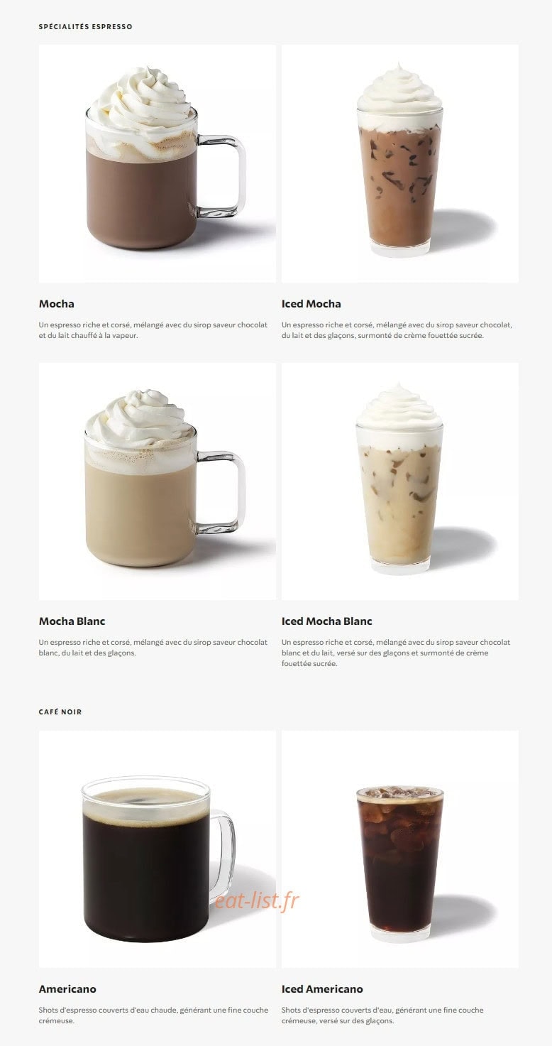 Starbucks Coffee — carte page 3
