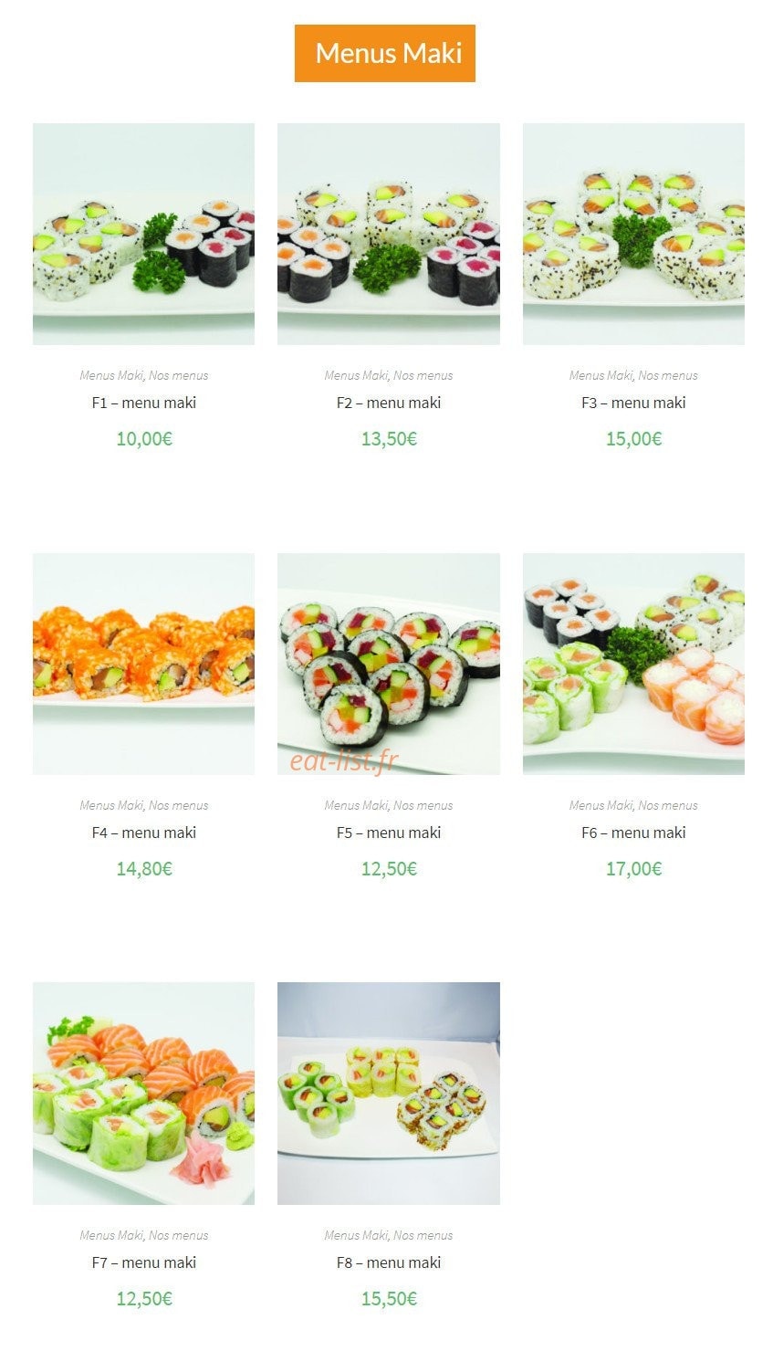 Sushi Élysées — carte page 3