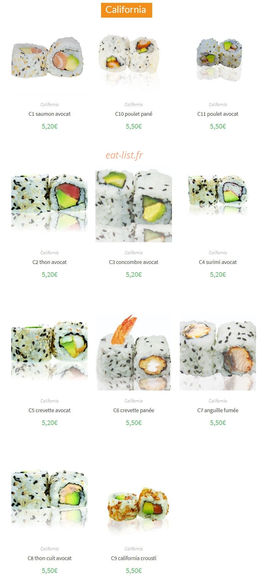 Sushi Élysées — carte page 18