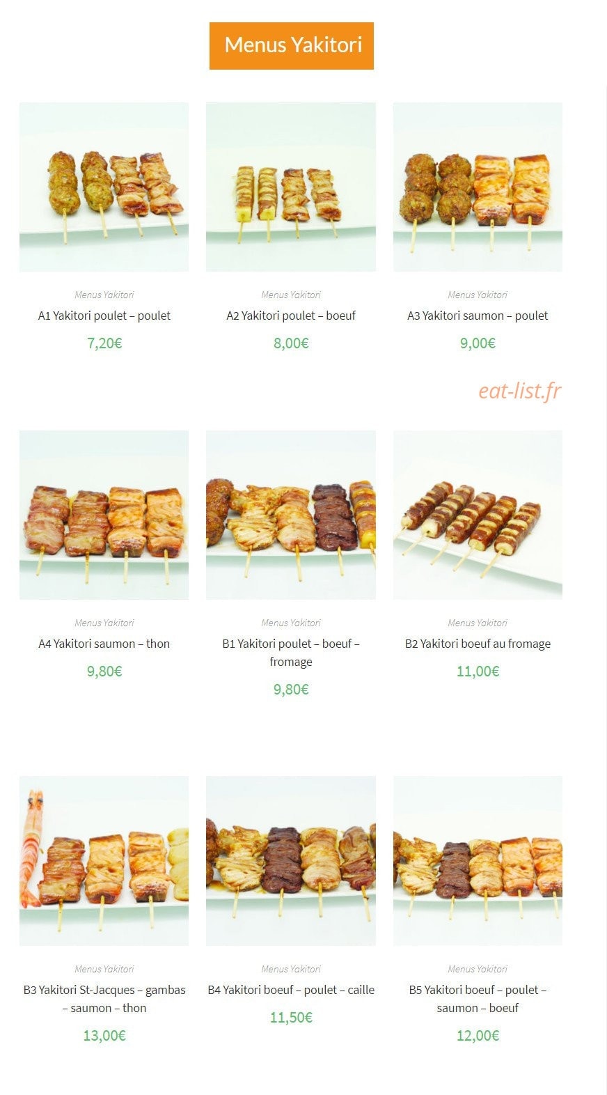 Sushi Élysées — carte page 2