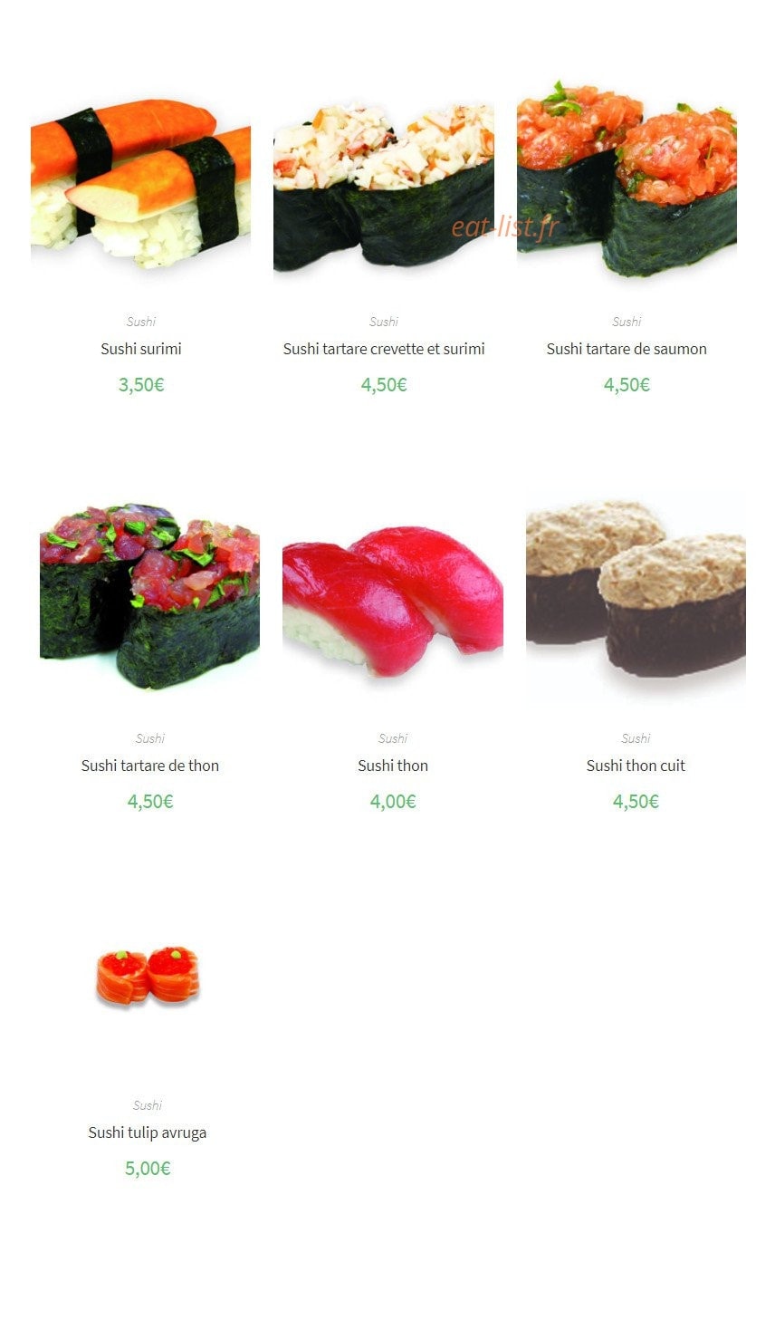 Sushi Élysées — carte page 12