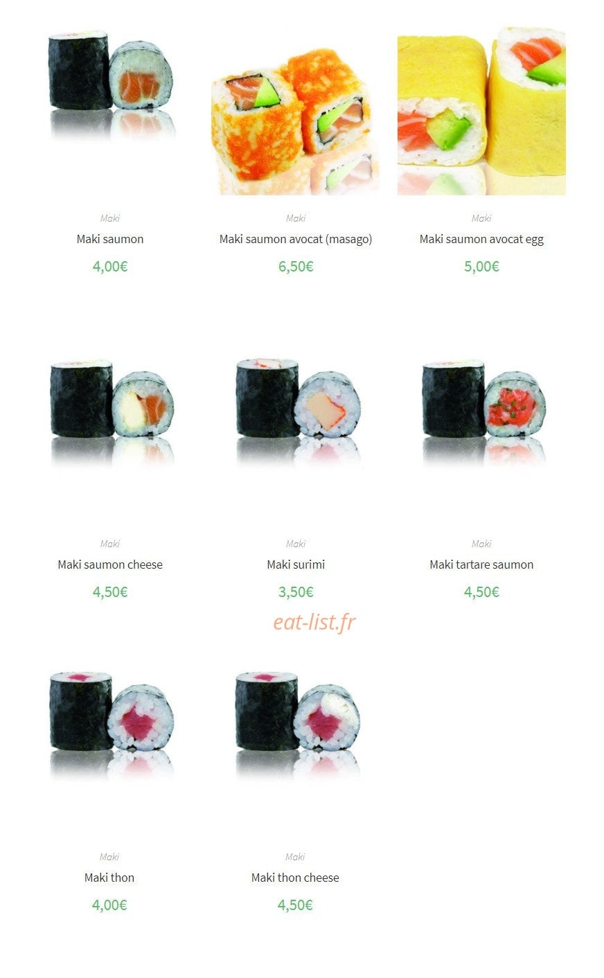 Sushi Élysées — carte page 14