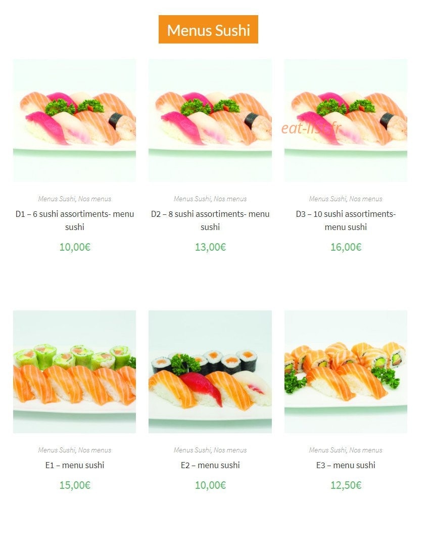 Sushi Élysées — carte page 4