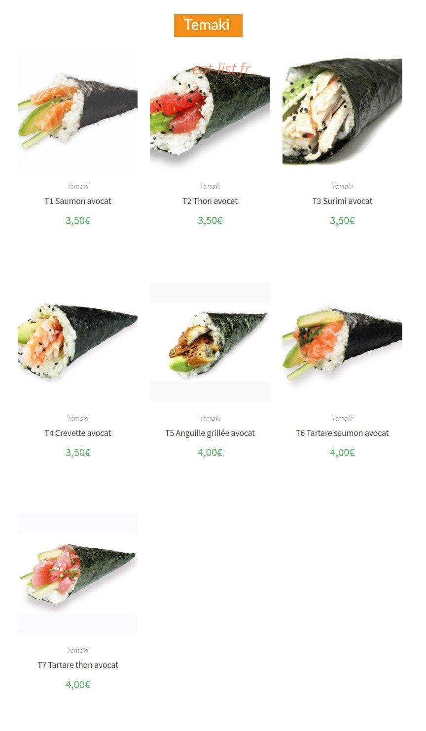 Sushi Élysées — carte page 19