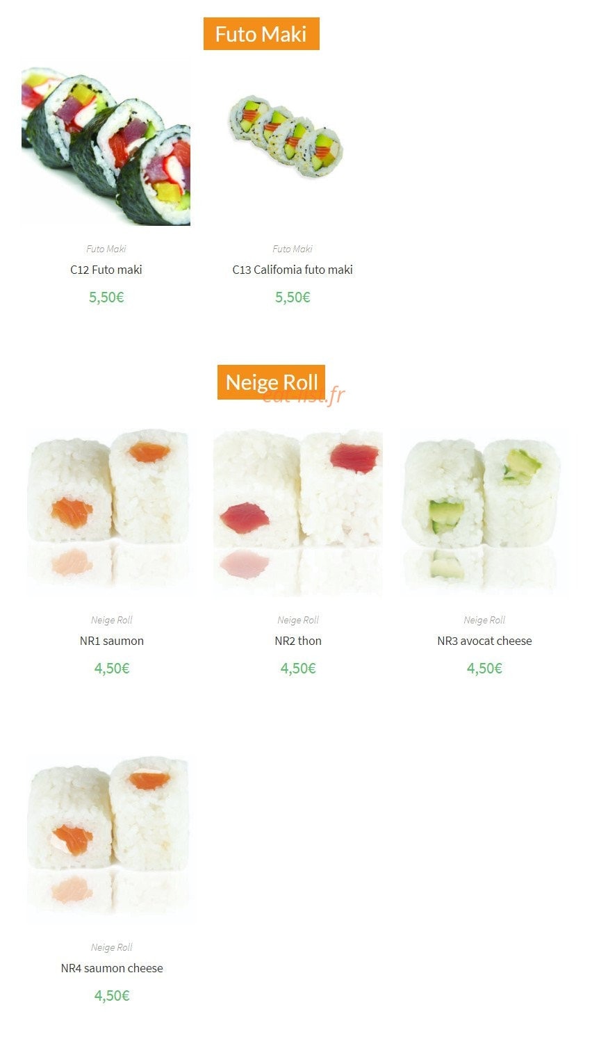 Sushi Élysées — carte page 20