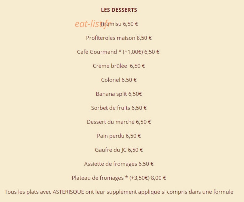 Chez Jean Claude — carte page 3