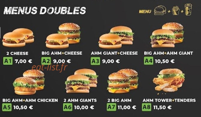 Ahmburgers — carte page 3