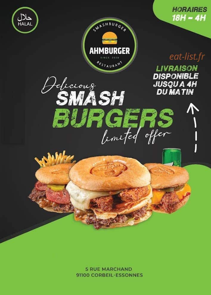 Ahmburgers — carte page 1