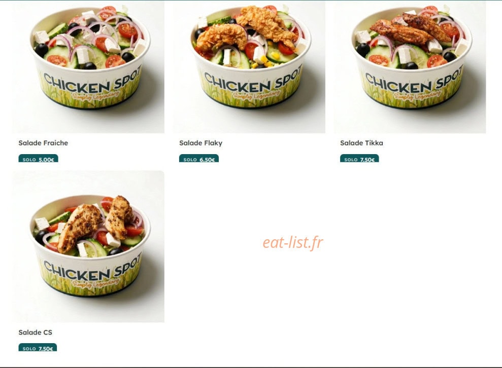 Chicken Spot — carte page 4