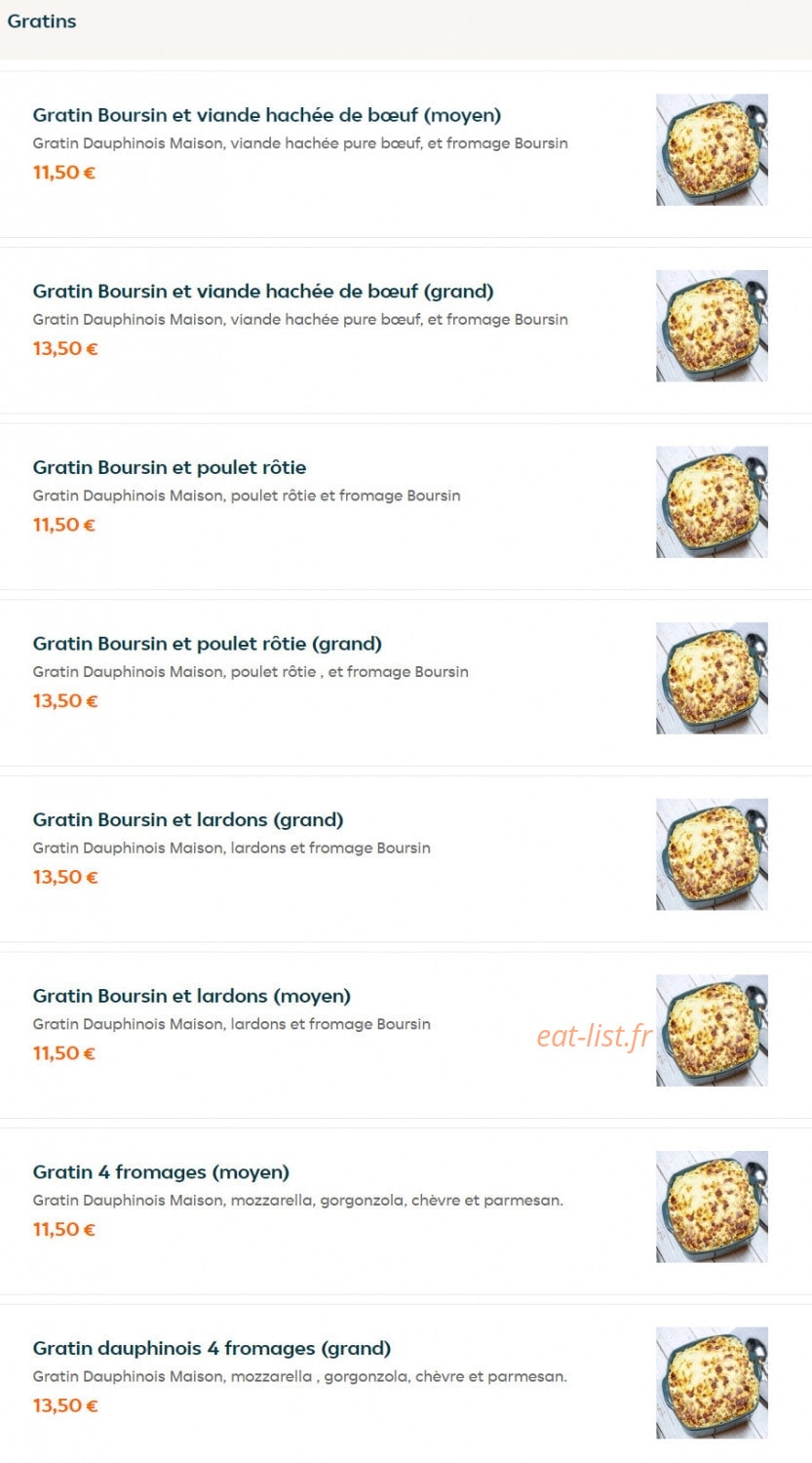 La Maison Du Gratin — carte page 1