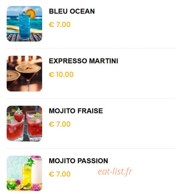 Le Rayko Lounge — carte page 22