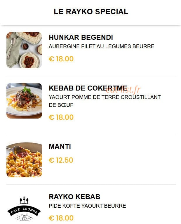 Le Rayko Lounge — carte page 10