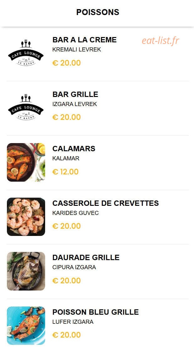 Le Rayko Lounge — carte page 9