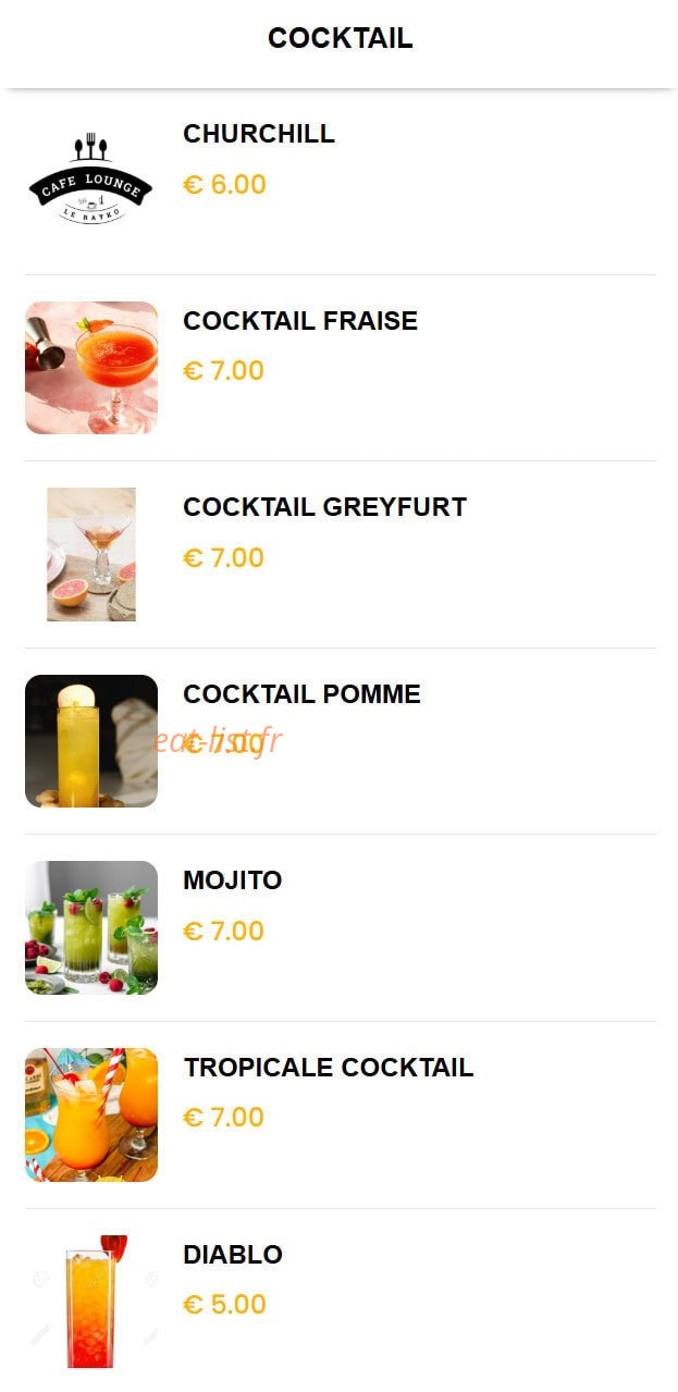 Le Rayko Lounge — carte page 20