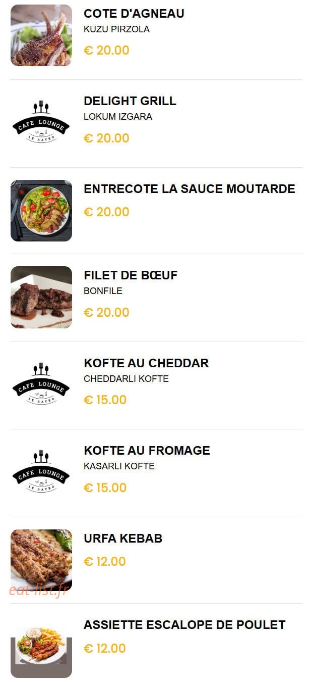 Le Rayko Lounge — carte page 7