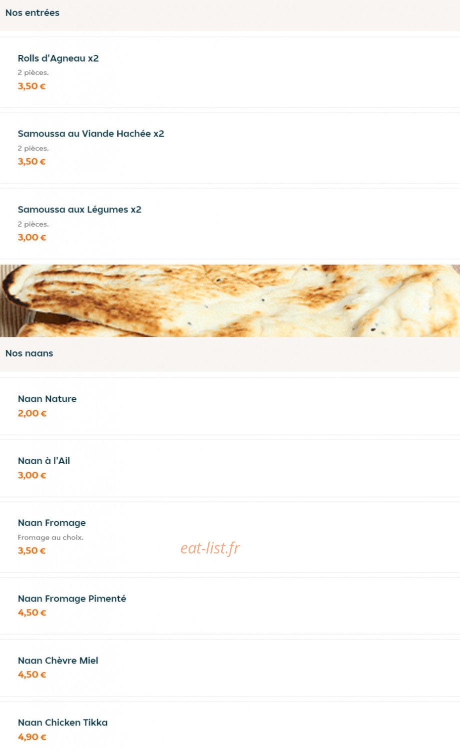 Le Tasty Naan — carte page 1
