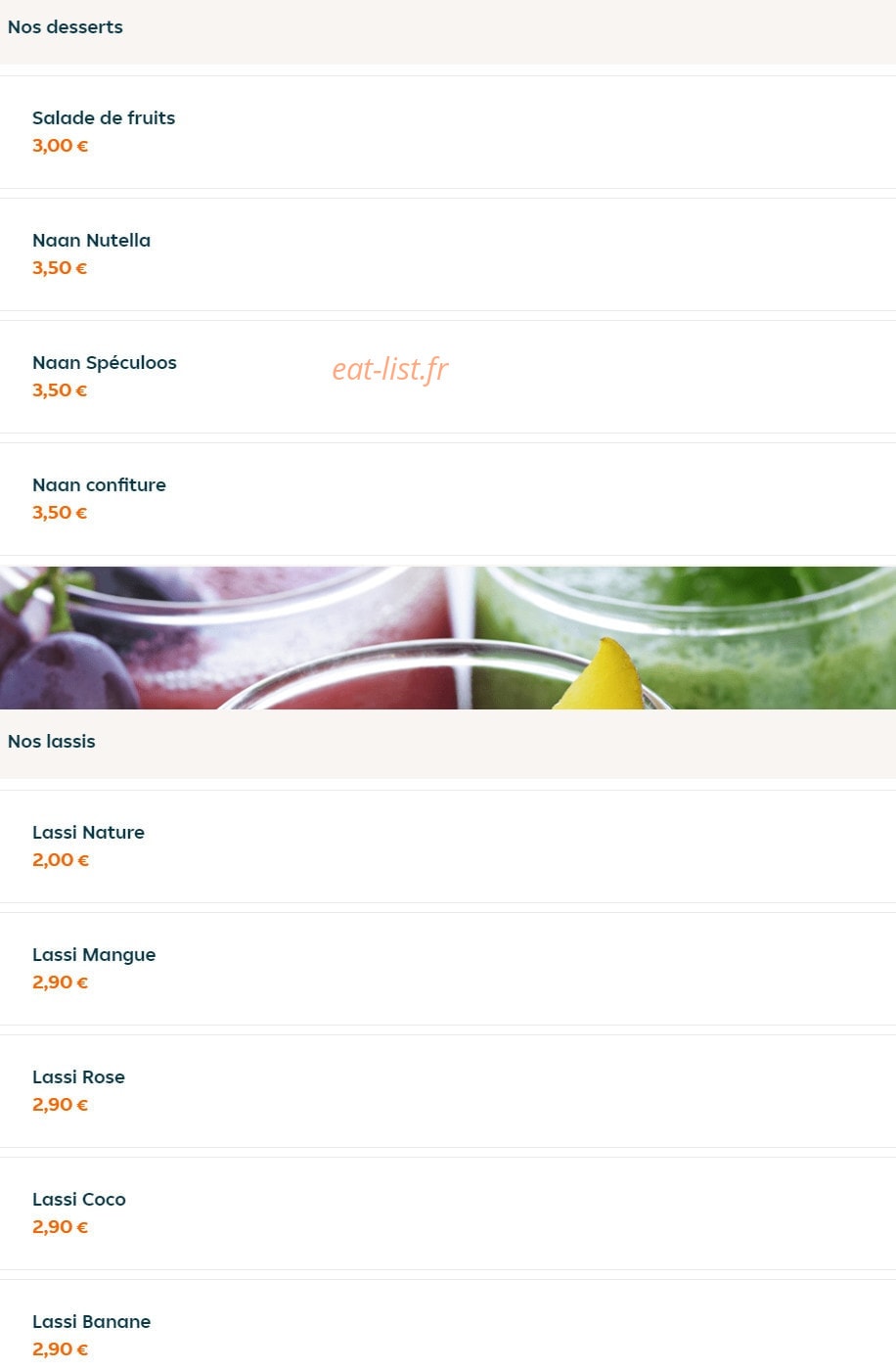 Le Tasty Naan — carte page 5