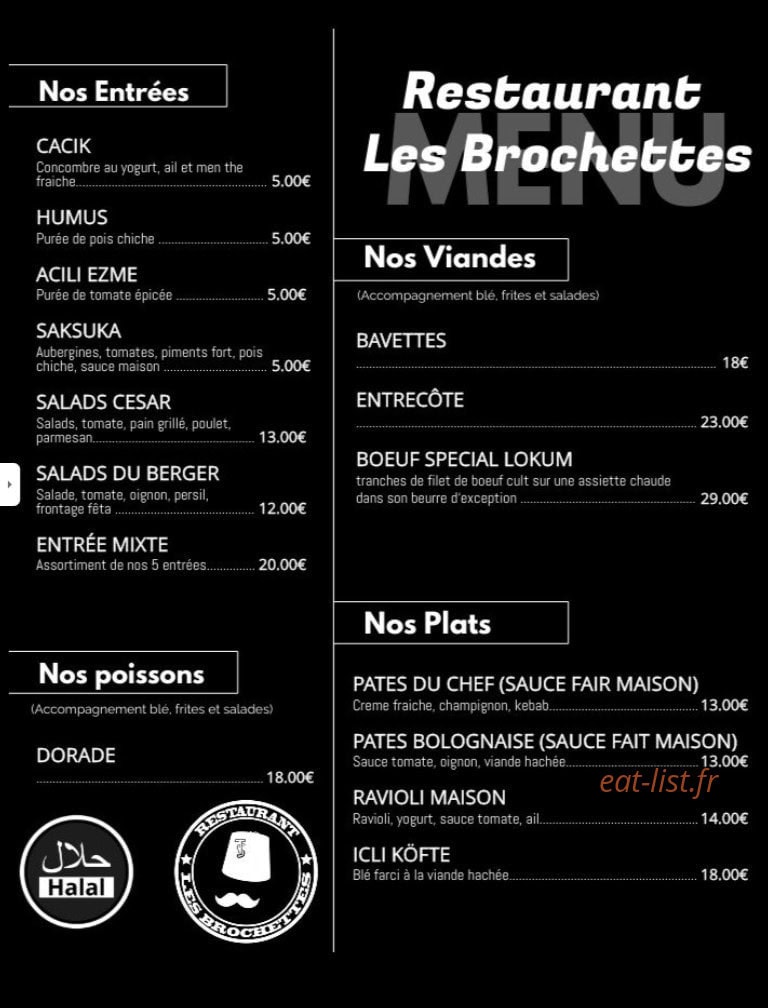 Les Brochettes — carte page 1