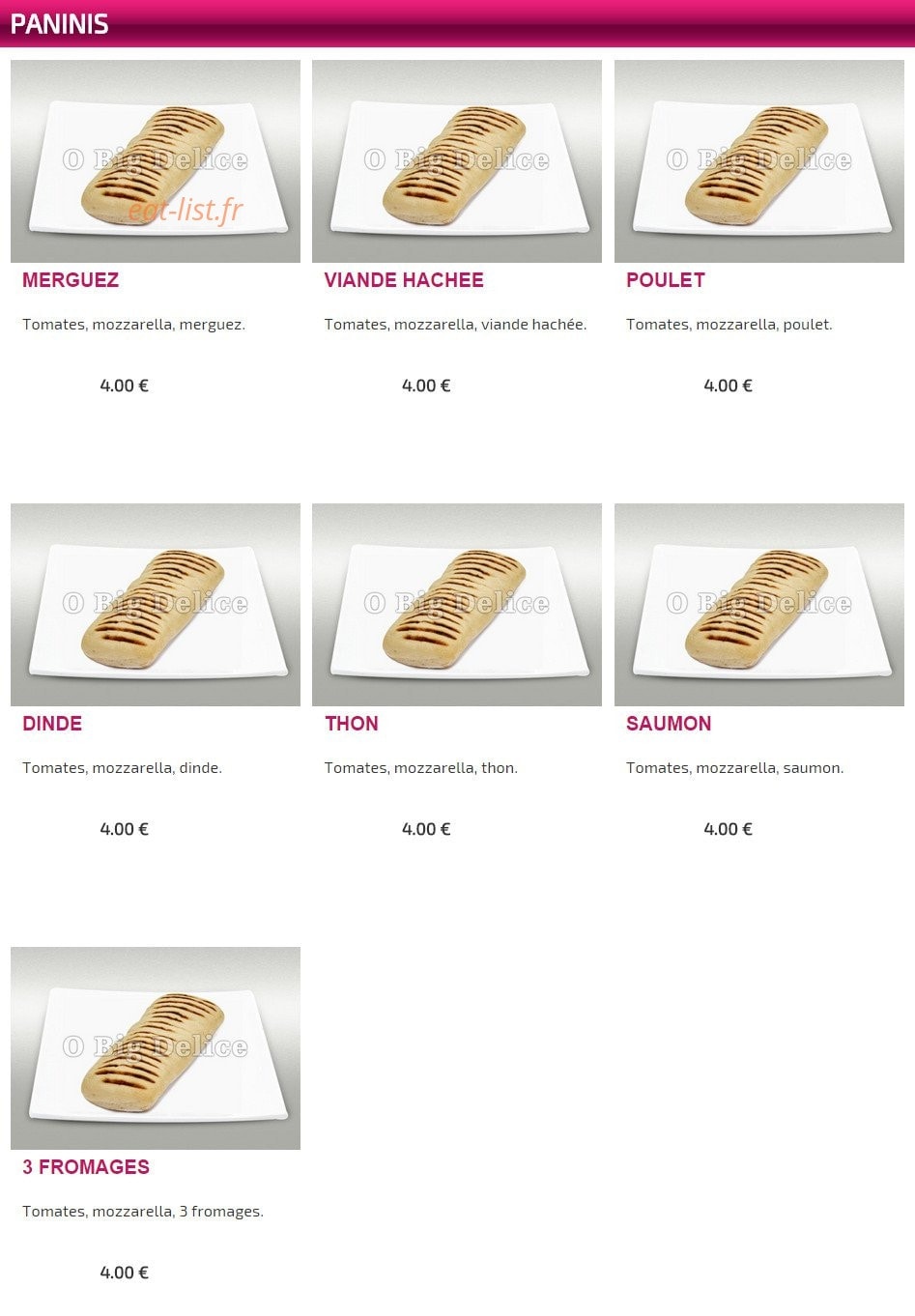 Obig delice — carte page 11