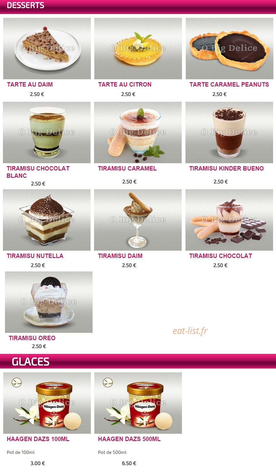 Obig delice — carte page 20