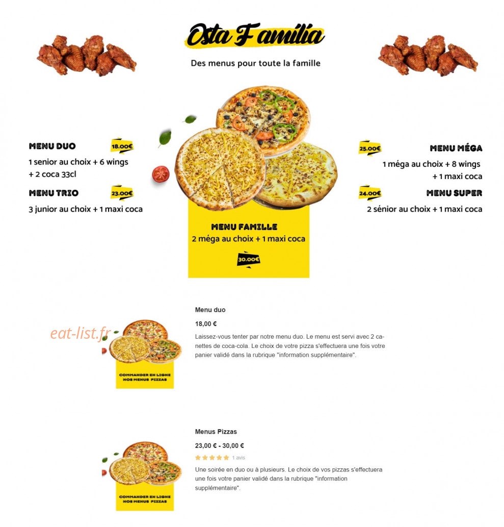 Osta Pizza — carte page 3