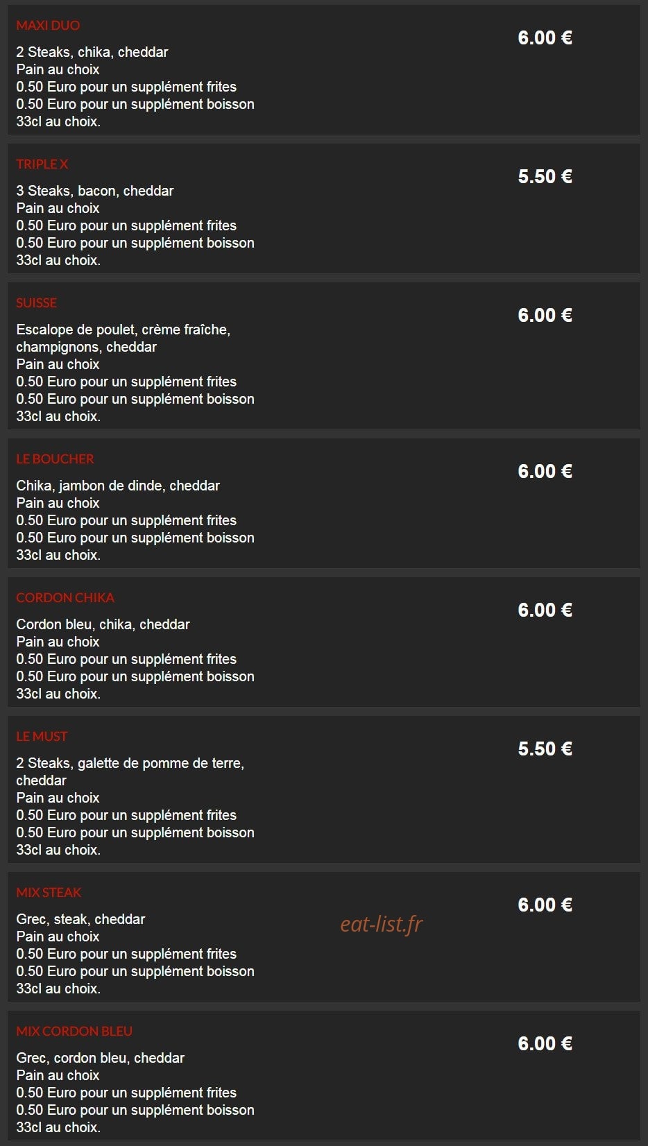 Pizza Service — carte page 16