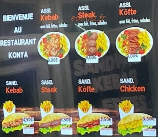 Restaurant Konya — carte page 1