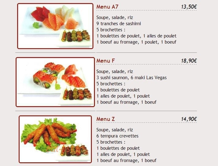 Carte et menu de Sushi Kyo Futao à Corbeil Essonnes — Les menus mixtes