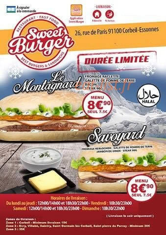 Sweet burger — carte page 1