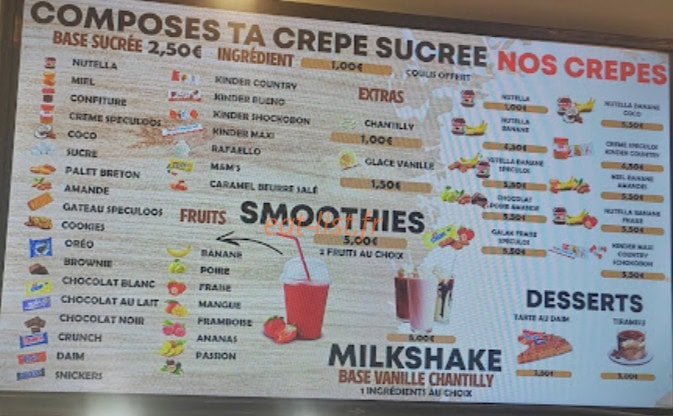 Yammy — carte page 2
