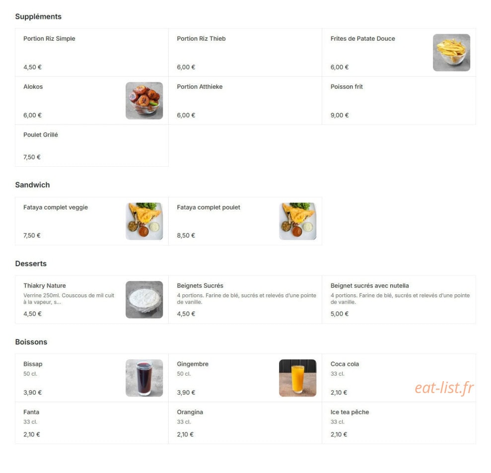 Afro Miam Miam — carte page 2
