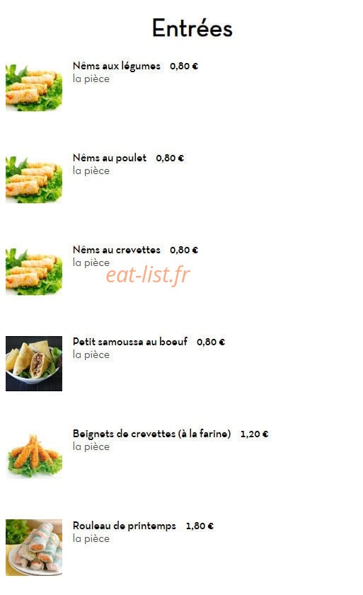 Food Asia — carte page 1