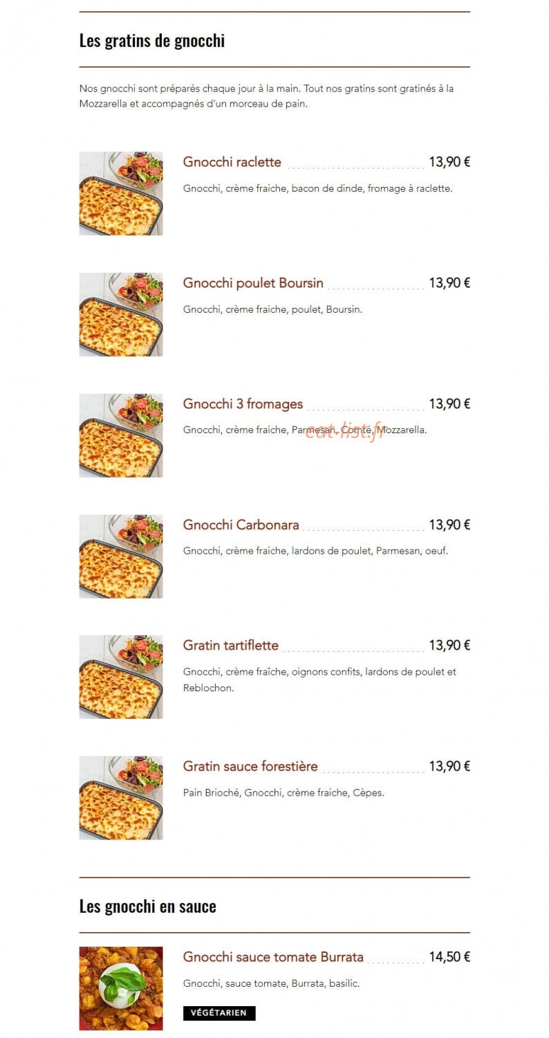 La Gnocchiserie — carte page 2