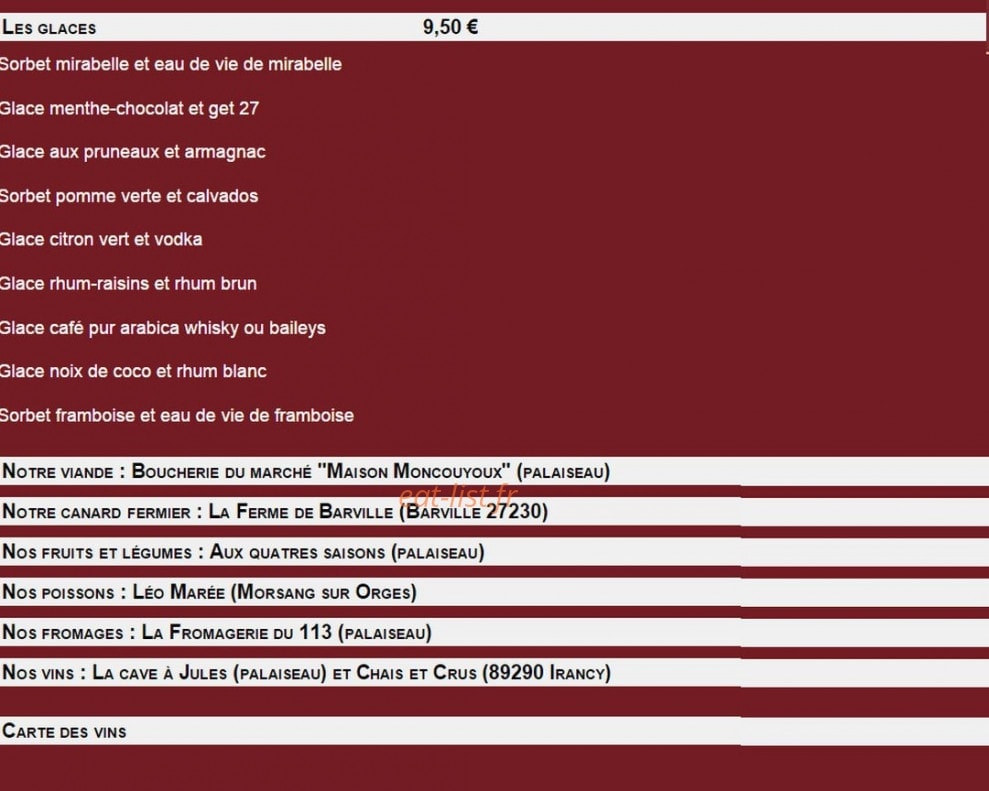 Le 107 Restaurant — carte page 3